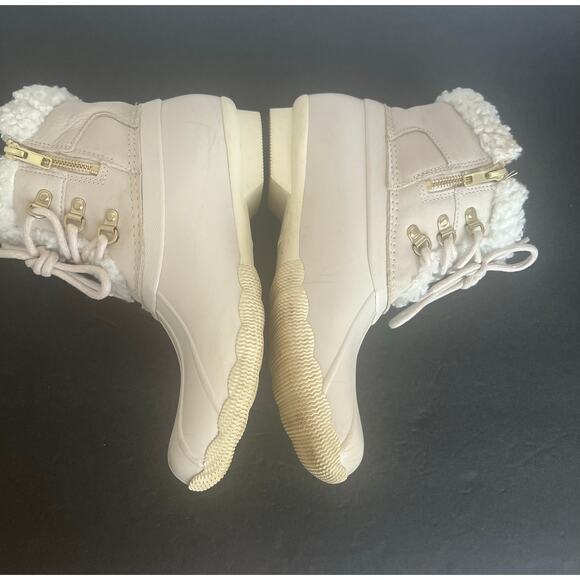 Sperry Saltwater Alpine Ivory Leather Round Toe Zip Duck Rain Winter Boots 8.5 - Picture 4 of 14
